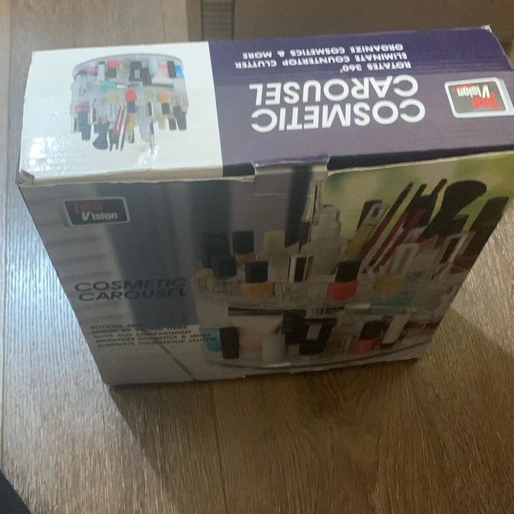 Cosmetic Carousel by Total Vision. 360 spinning makeup organizer. New.